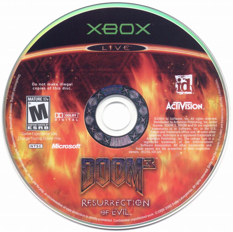 DOOM 3: Resurrection Of Evil - Microsoft Xbox - Version Française (PAL) - Très Bon état