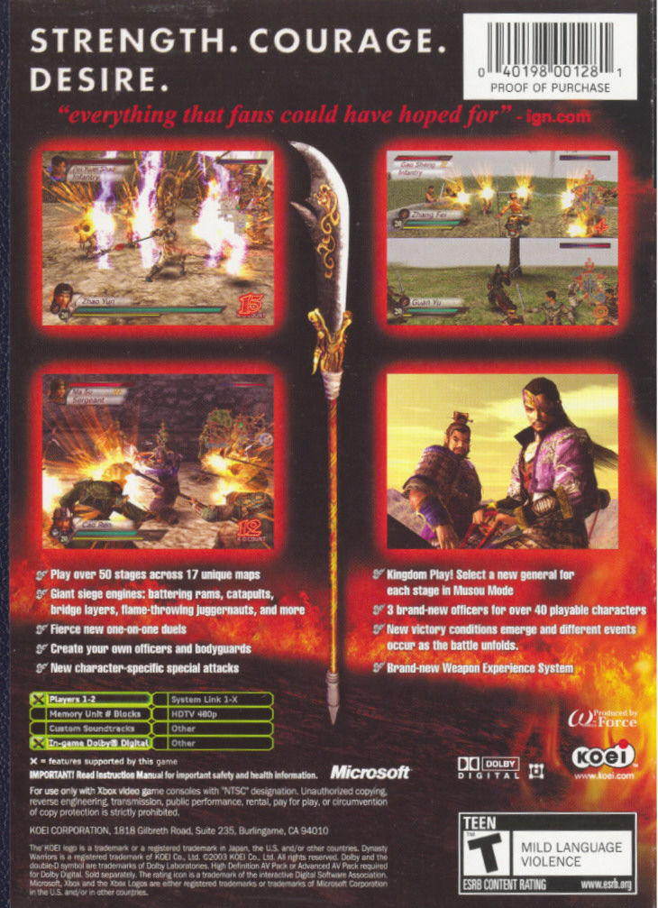 Dynasty Warriors 4 - Jeu Xbox avec notice