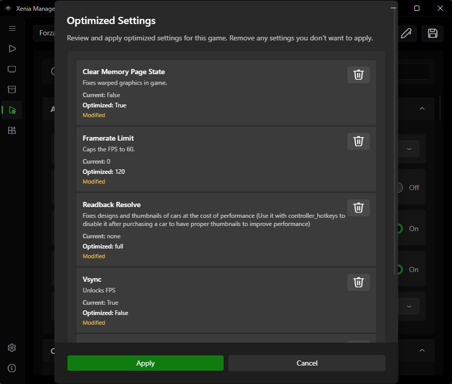 Optimized Settings