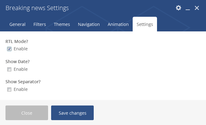 Settings Block