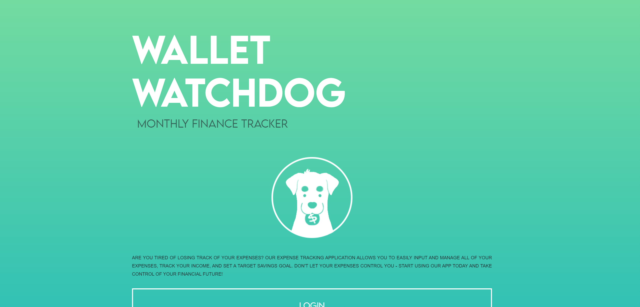 A preview of the deployed application, Wallet Watchdog
