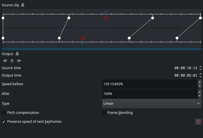 Type selector showing Linear