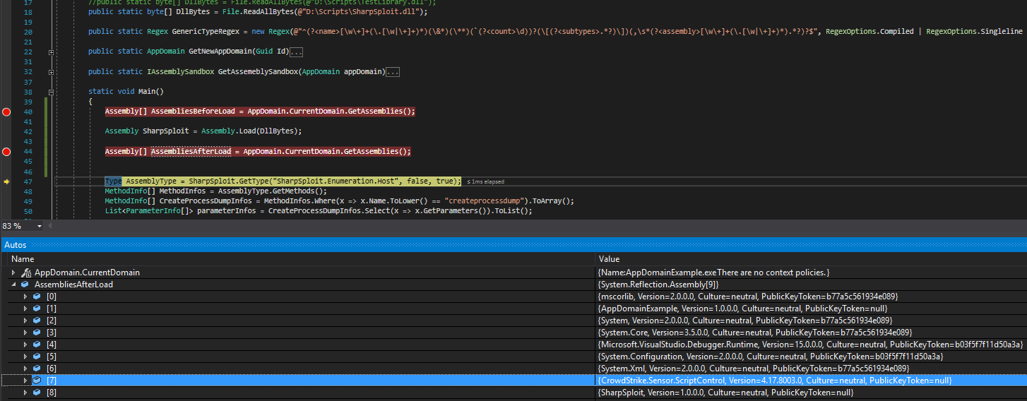 Main AppDomain After Loading SharpSploit