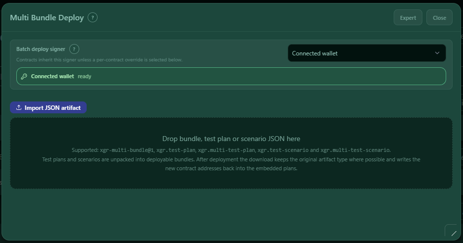Import JSON artifact drop area