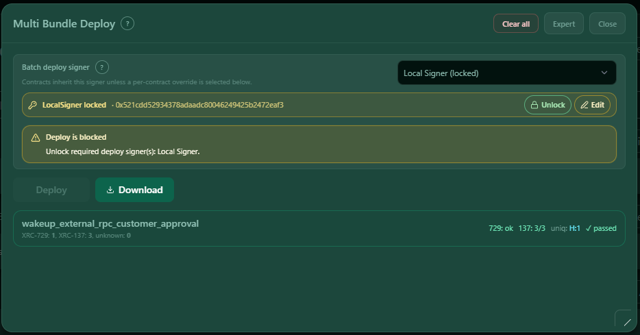 Signer readiness and locked signer warning