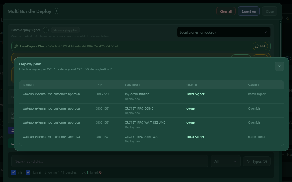 Deploy plan preview modal