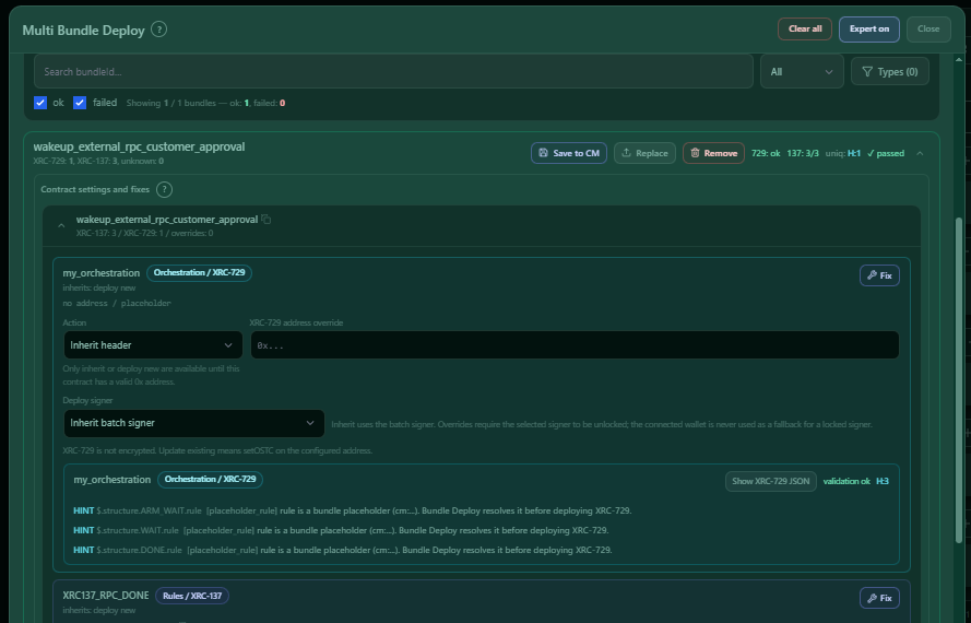 Contract settings and per-contract overrides