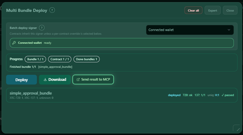 MCP return button after deployment