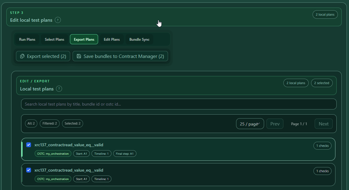 Action bar multi export