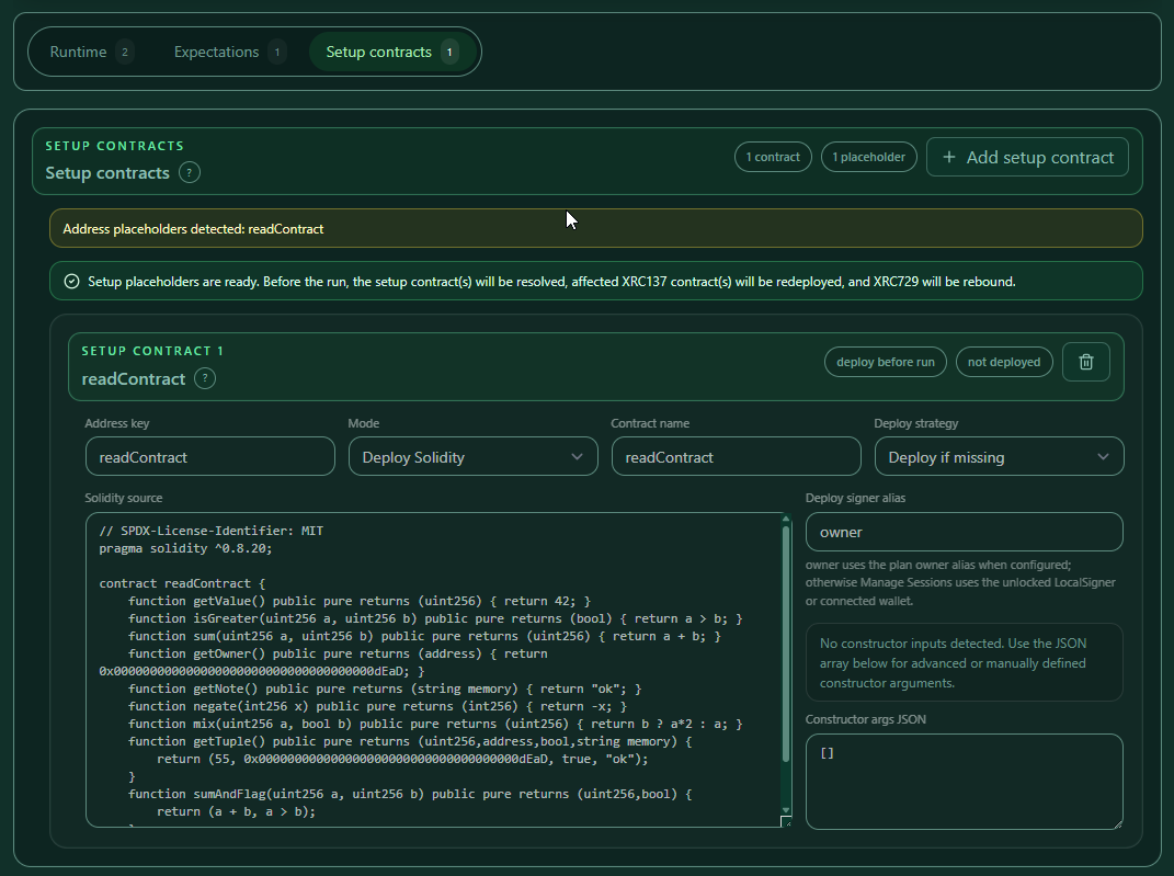 Setup contracts
