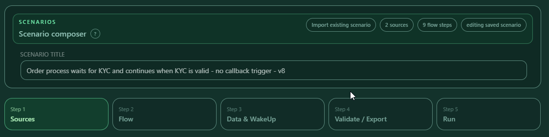 Scenario flow menu