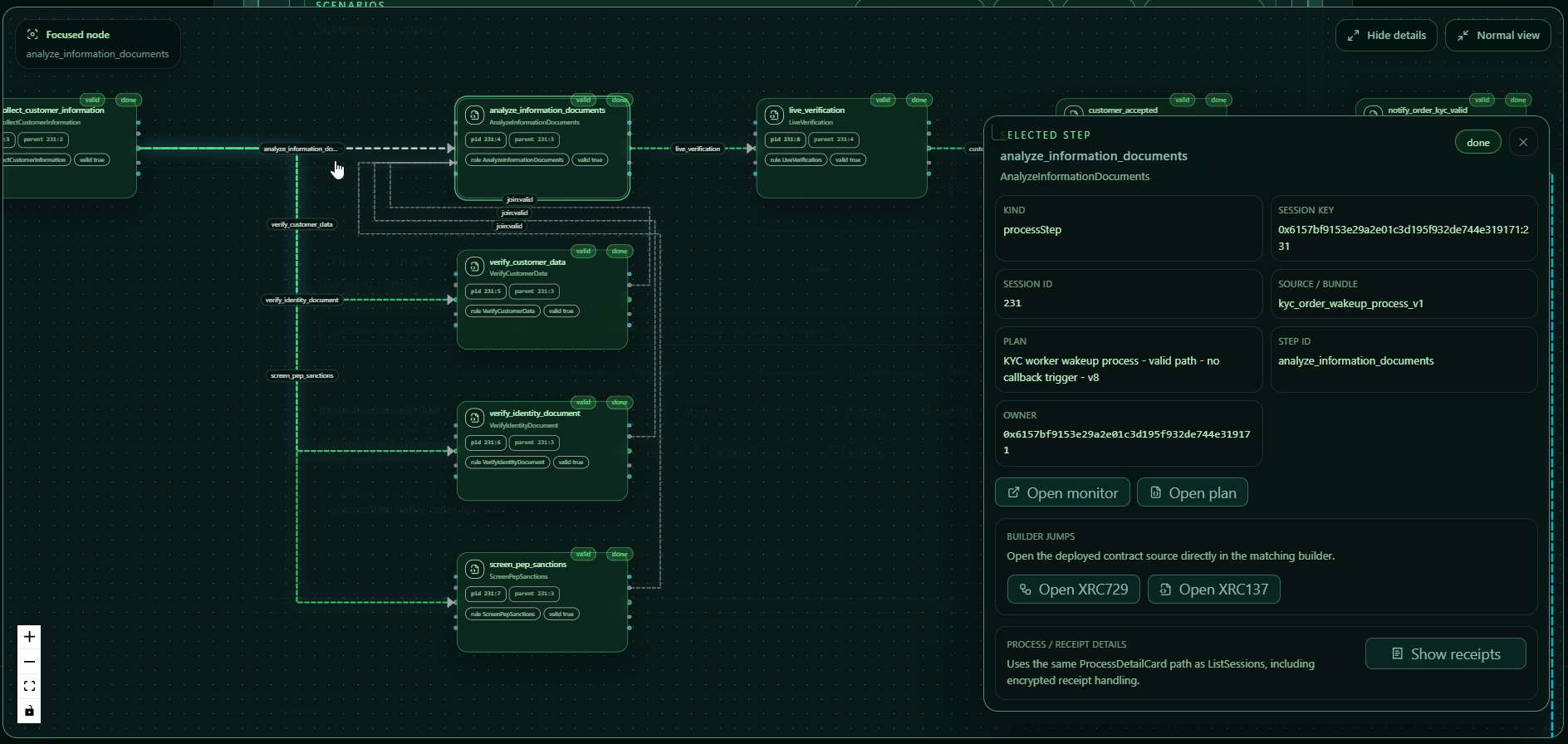 Scenario run expanded view with details