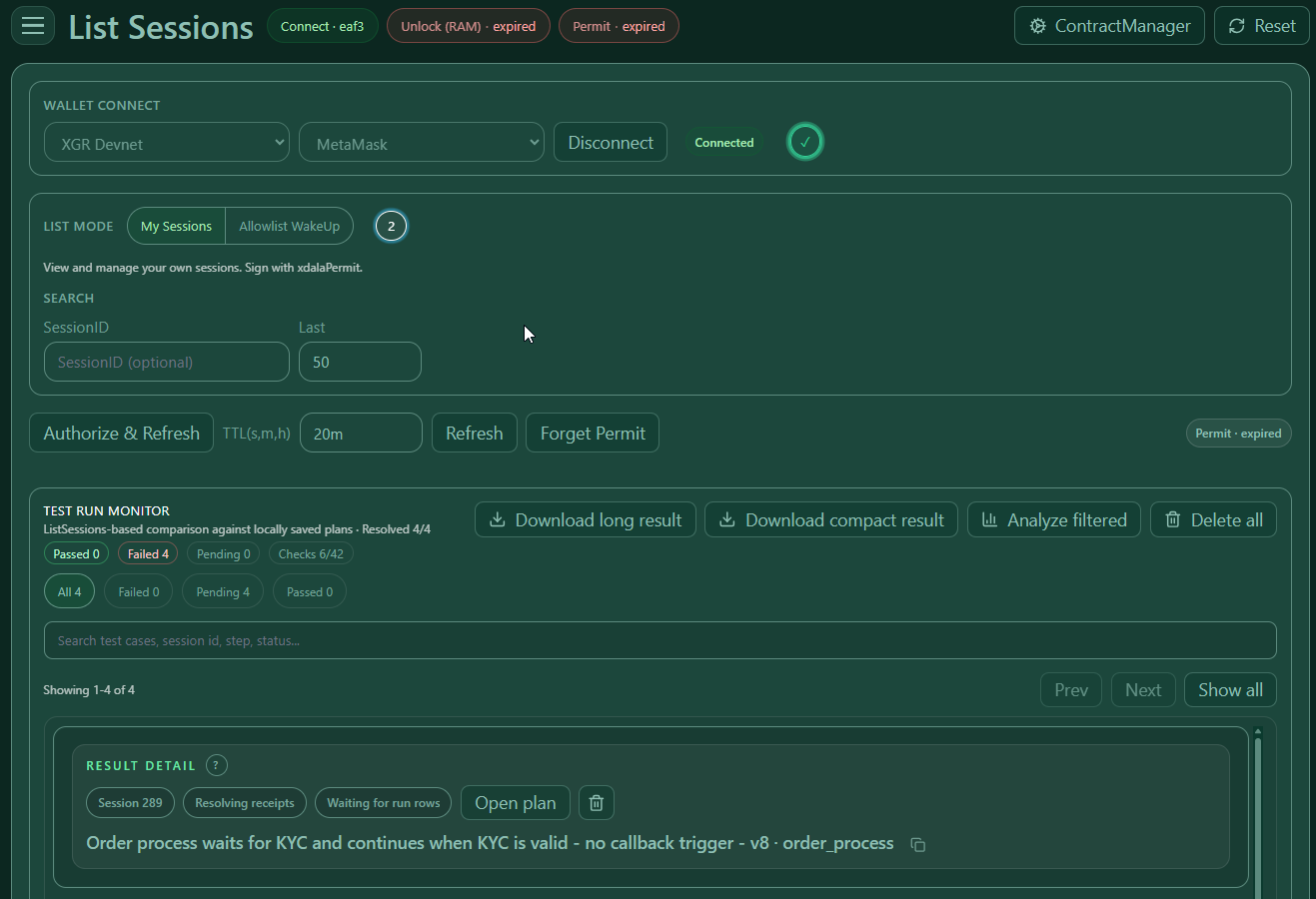 Scenario result in List Sessions monitor