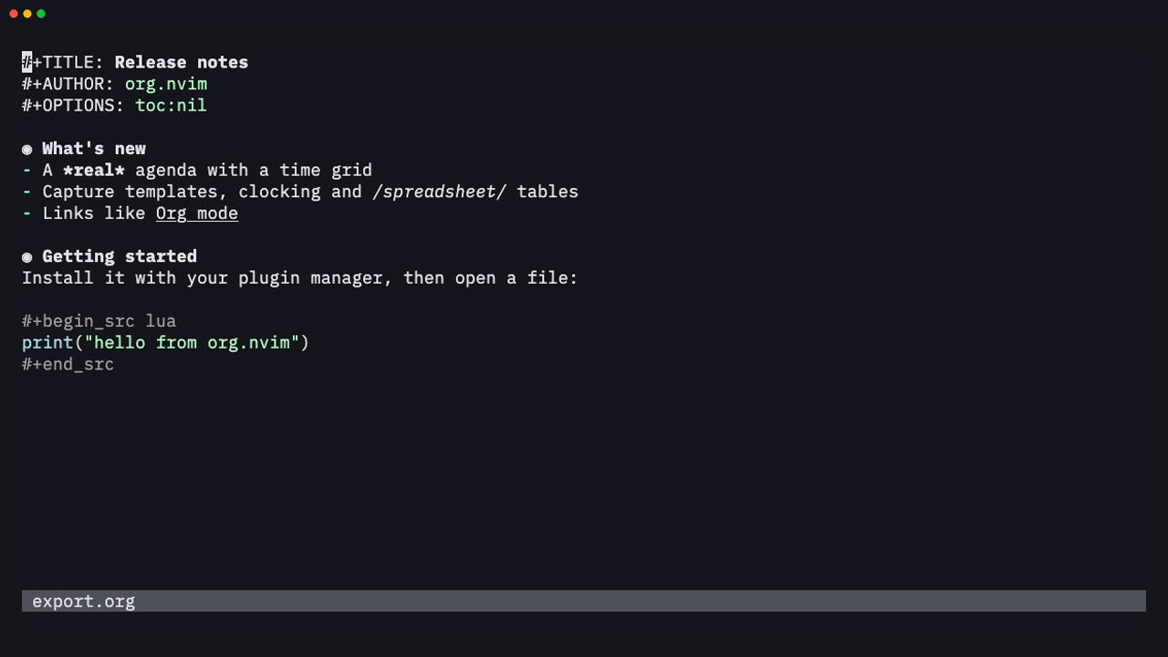 Exporting an Org file to a Markdown buffer