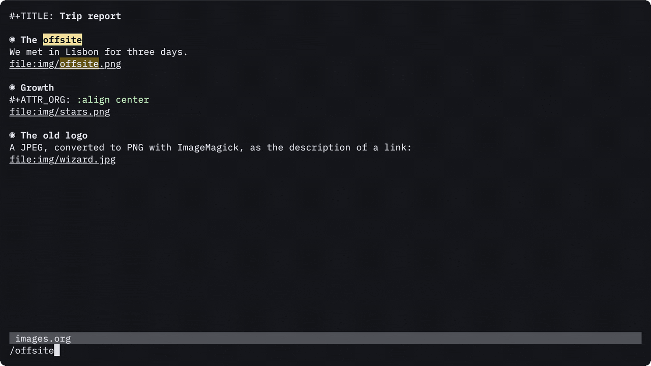 Previewing the images of an entry and then the whole buffer, scrolling and folding with them