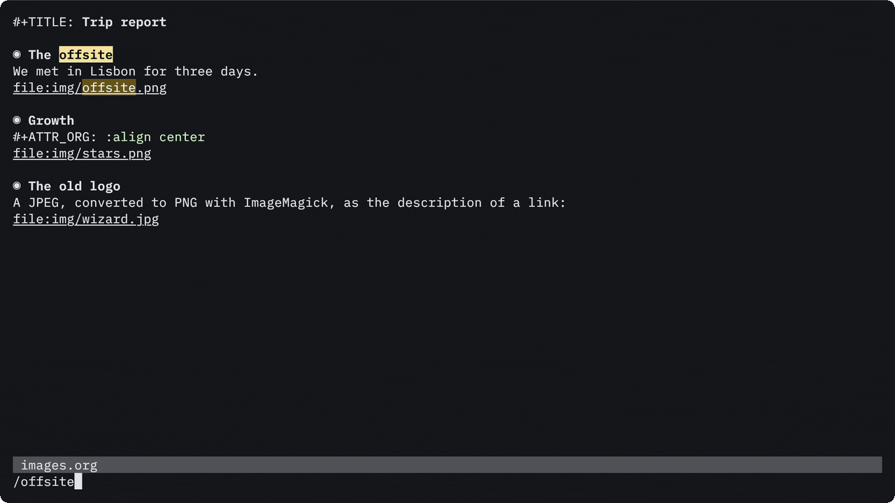 Previewing the images of an entry and then the whole buffer, scrolling and folding with them