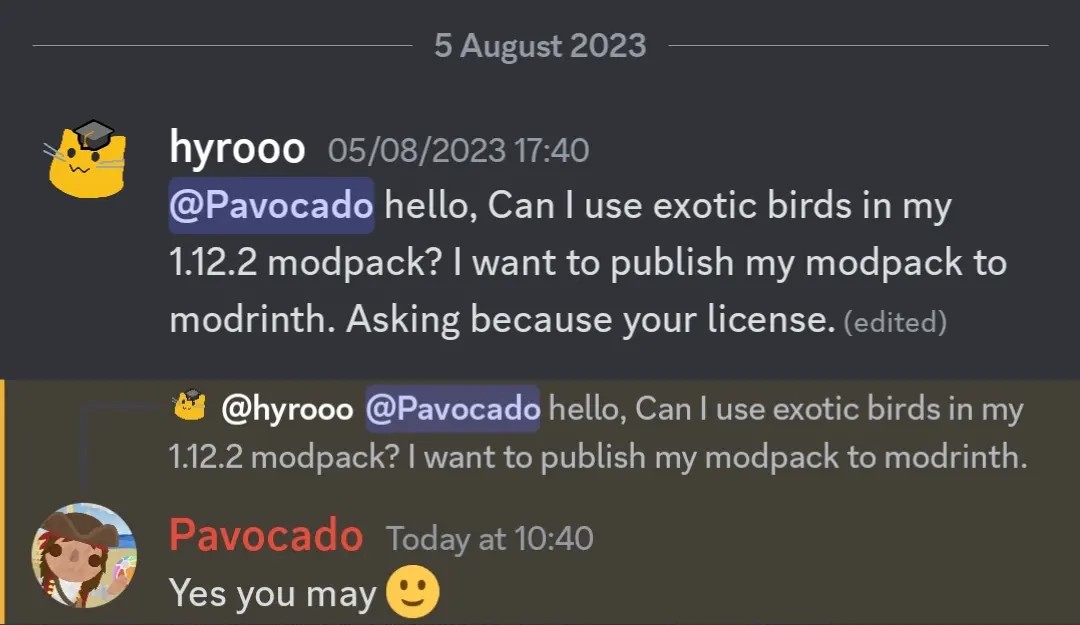 Exotic Birds permissions