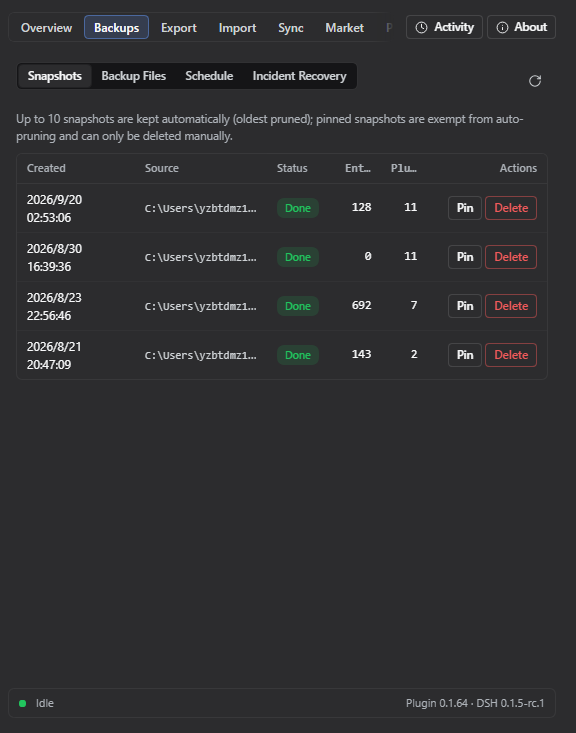 dsh-config-manager plugin screenshot 2