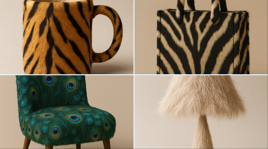 A high-quality studio photograph of a fully covered in ultra-realistic texture (e.g., fur, feathers, skin, or scales)…