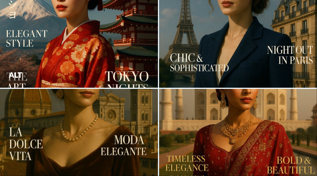 a luxurious fashion magazine cover designed in the style of , blending iconic landmarks, cultural symbols, and local…
