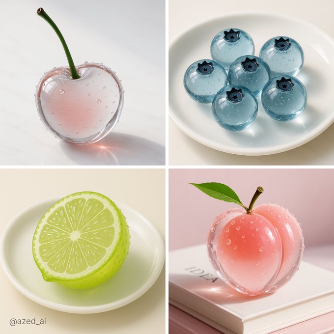 Hyper-realistic made of translucent glass, smooth, rounded surface with fine air bubbles inside, placed on a clean su…