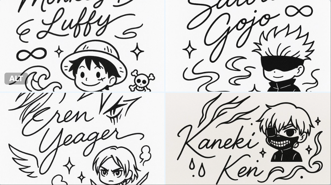 A minimalistic black-and-white autograph design in a single-line drawing style, featuring the handwritten signature:…