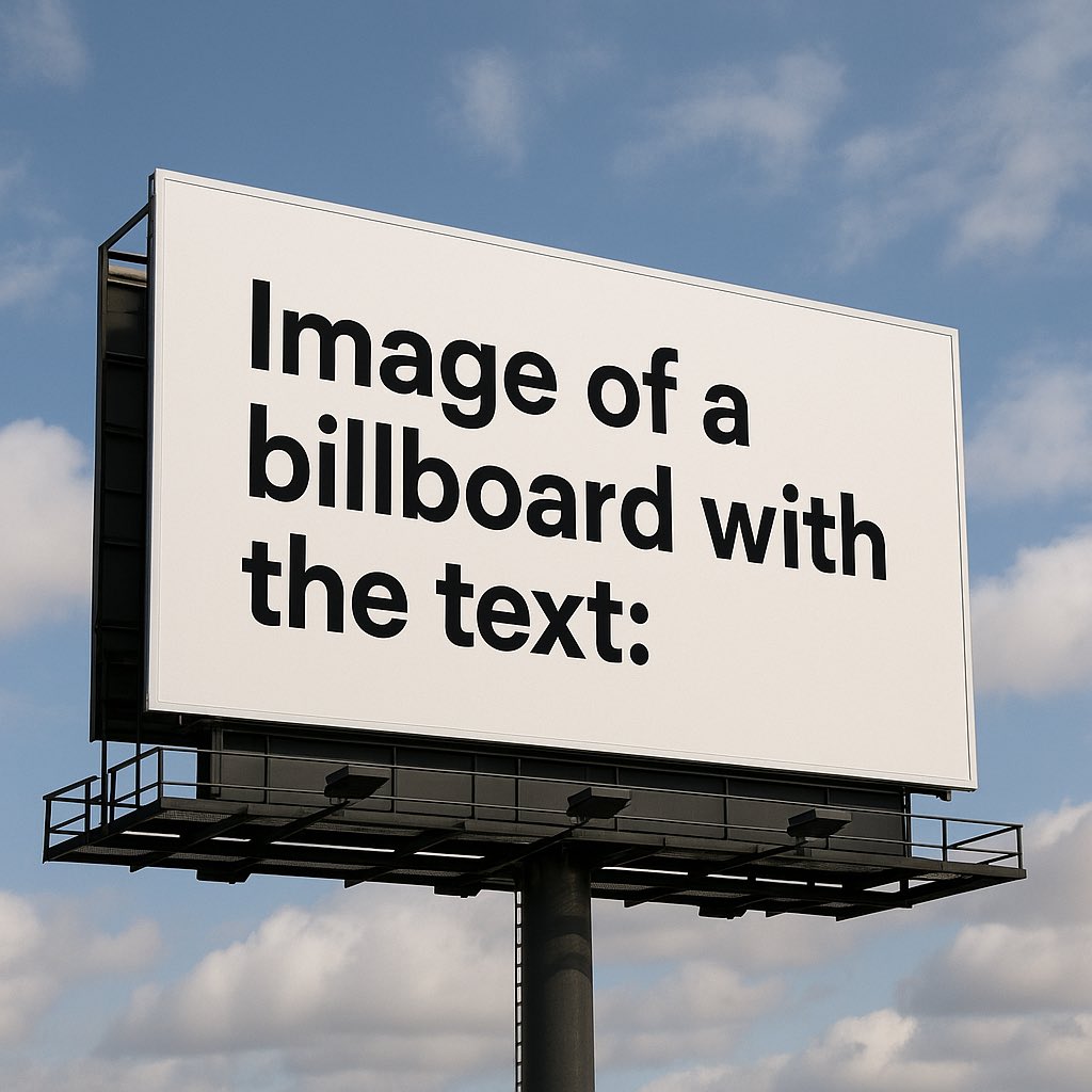 Image of a billboard with the text: “Image of a billboard with the text