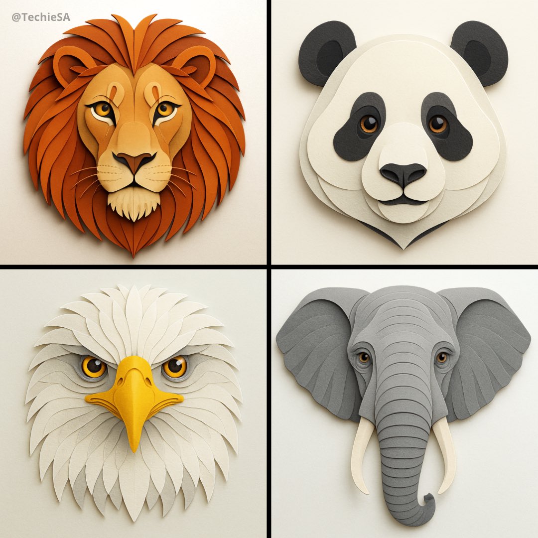 Design a geometric portrait of a head in the style of contemporary paper craft collage. Use multiple overlapping pape…