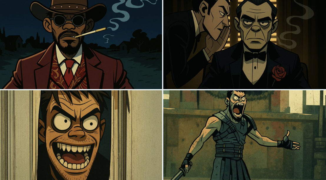 Restyle this image into a gritty Gorillaz-style illustration, bold thick black outlines, sharp angular edges, flat ex…