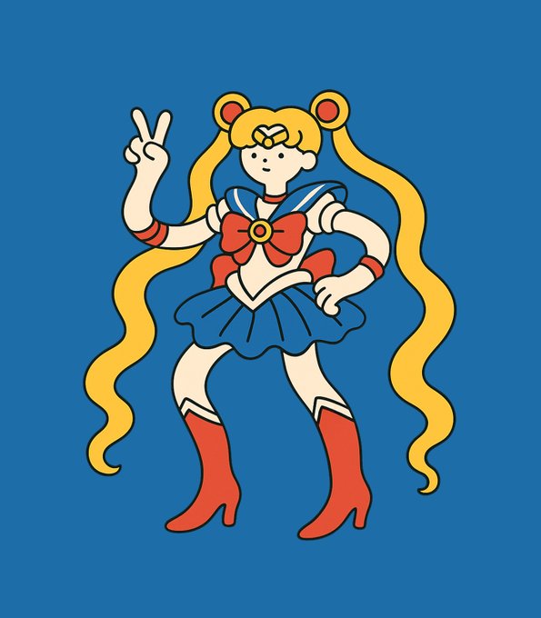 Create a full body, flat vector illustration of in a whimsical, wavy cartoon style. Use thin black outlines and smoot…