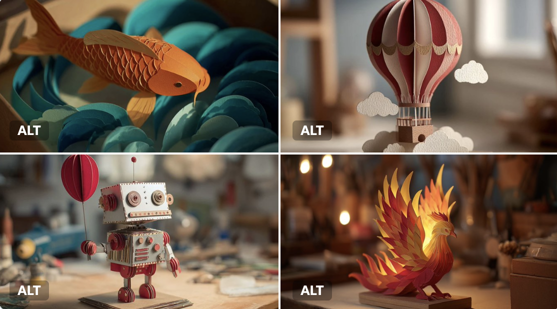 A 3D papercraft representation of , composed of layered paper cutouts, resting on a simple cardboard base. Highlights…