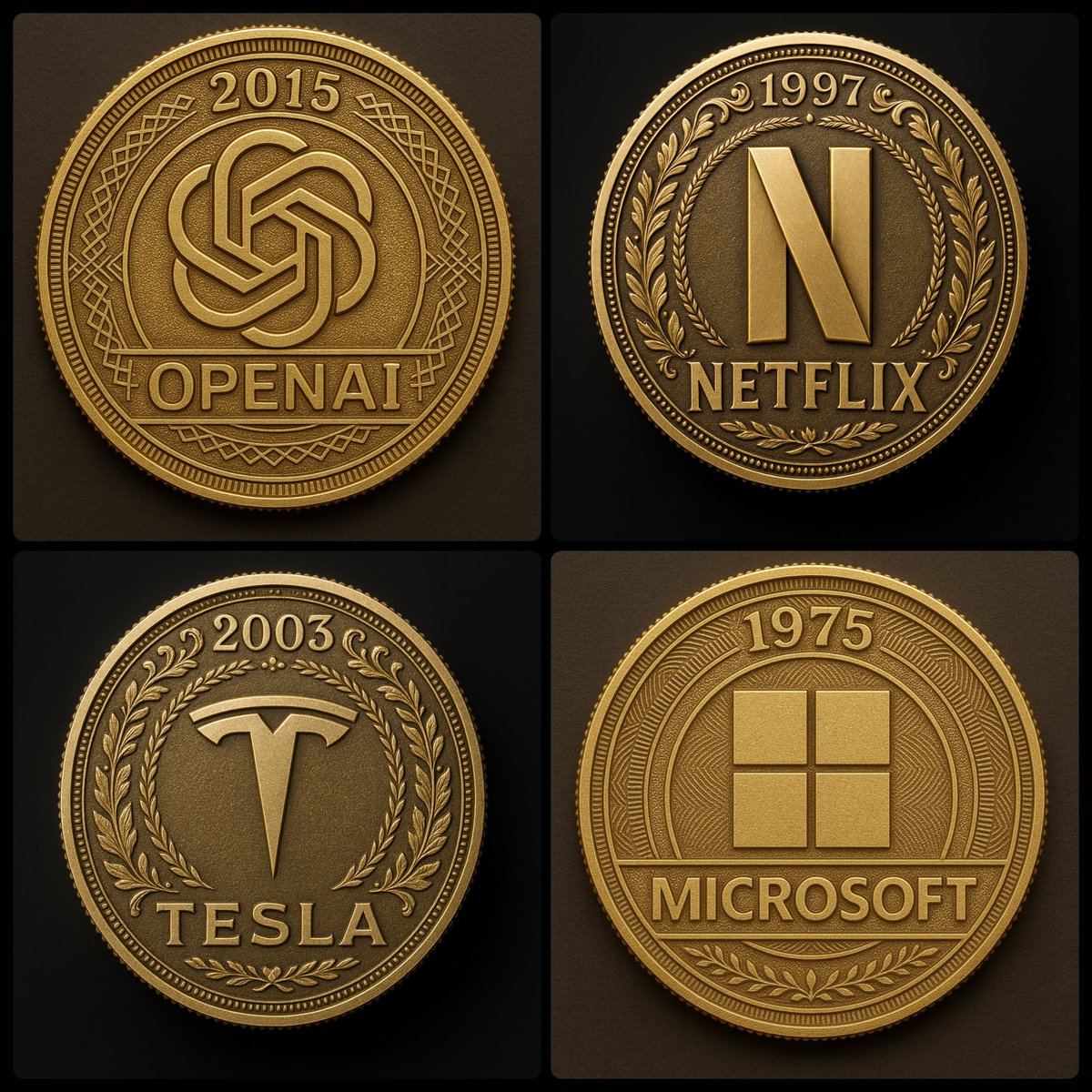Prompt: A high-resolution photograph of a gold coin featuring the logo at the center. The coin should have the year e…
