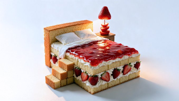 Photorealistic conceptual food art portrait, a minimalist representation of a recreated entirely with . The main stru…