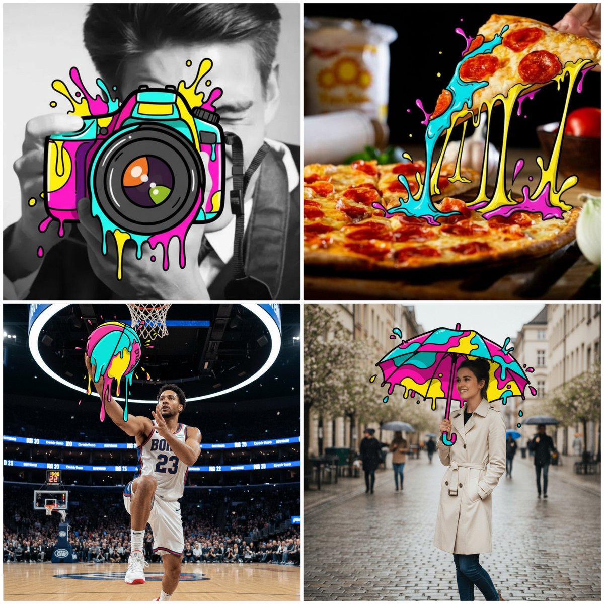Transform the from the uploaded photo into a bold, colorful cartoon illustration style, while keeping the rest of the…