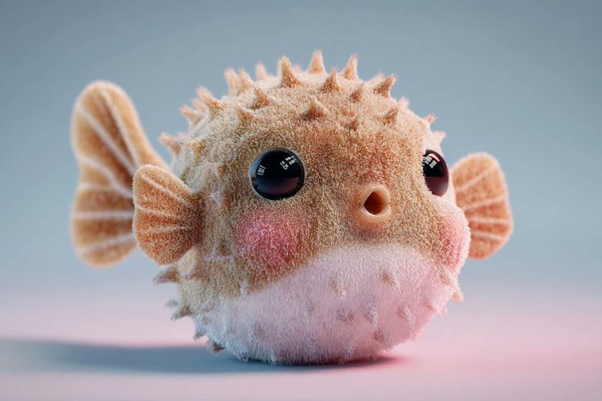 A soft and plush 3D model of a with a , rendered in a cute, stylized aesthetic. The texture appears velvety, squeezab…