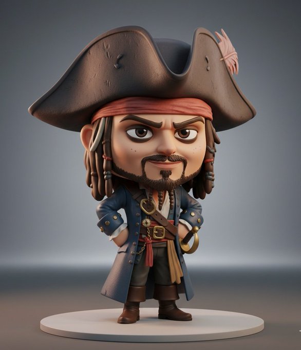 3D collectible chibi-style figure of , ultra-detailed, stylized proportions (large head, small body), expressive face…
