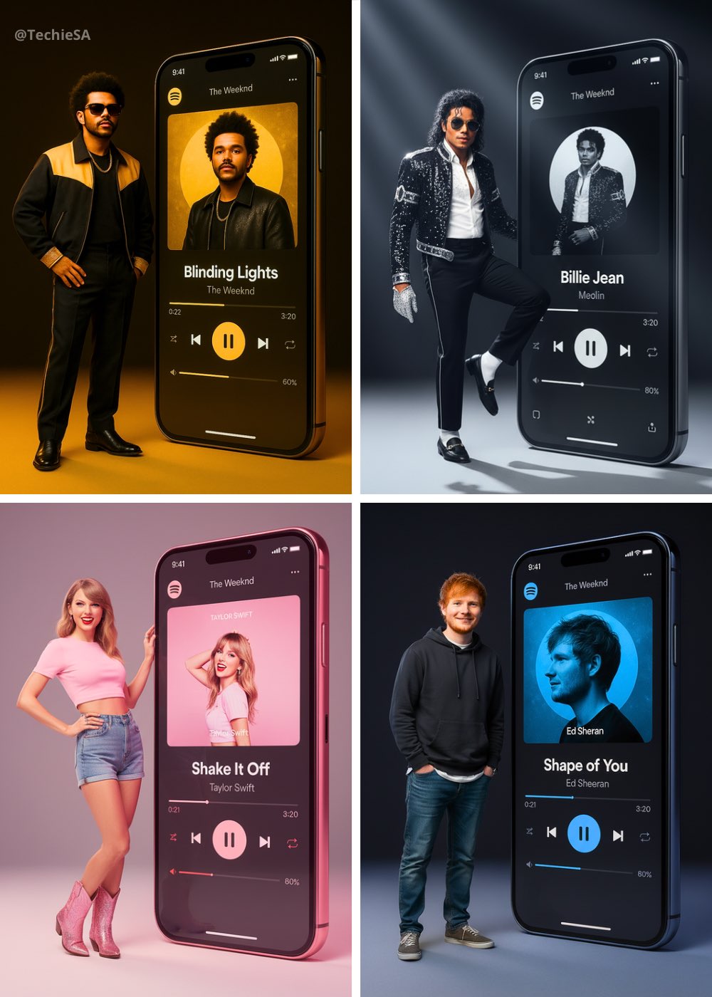 A realistic full-body portrait of a in their signature style, positioned next to a giant vertical smartphone displayi…