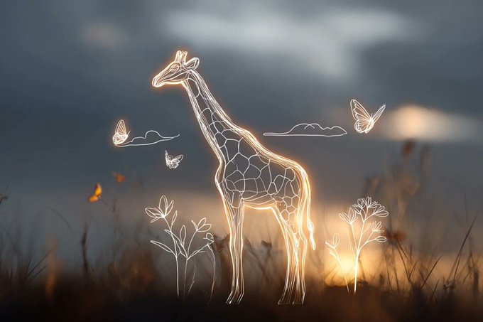 A in a minimalist children's drawing style, using thick white lines and glowing contours. The background is softly bl…
