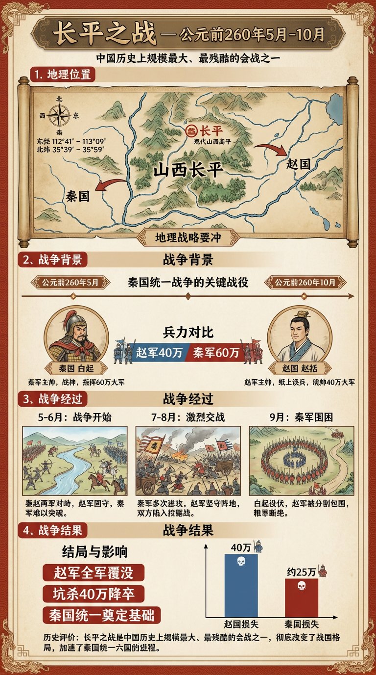用一组图,描绘公元前260年5月至10月之间,东经112°41到113°09′,,北纬35°39′到35°59′ 发生的事情,并给出详细的信息图,图上要用中文说明发生了什么事情,以及结果的重要信息