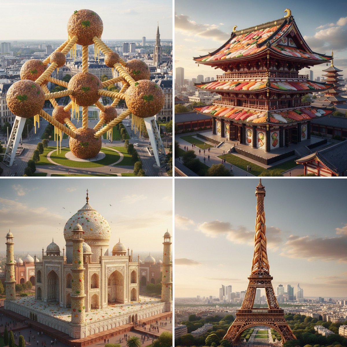 Ultra-realistic 3D render of made entirely out of , seamlessly integrated into a photorealistic, bustling cityscape o…