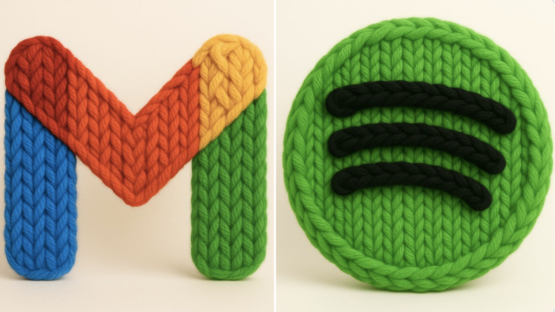 Crea un render 3D fotorrealista de este logo hecho con hilo grueso y tejido a mano. El hilo debe parecer suave, espon…