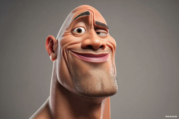 A highly stylized 3D caricature of , with an oversized head, expressive facial features, and playful exaggeration. Re…