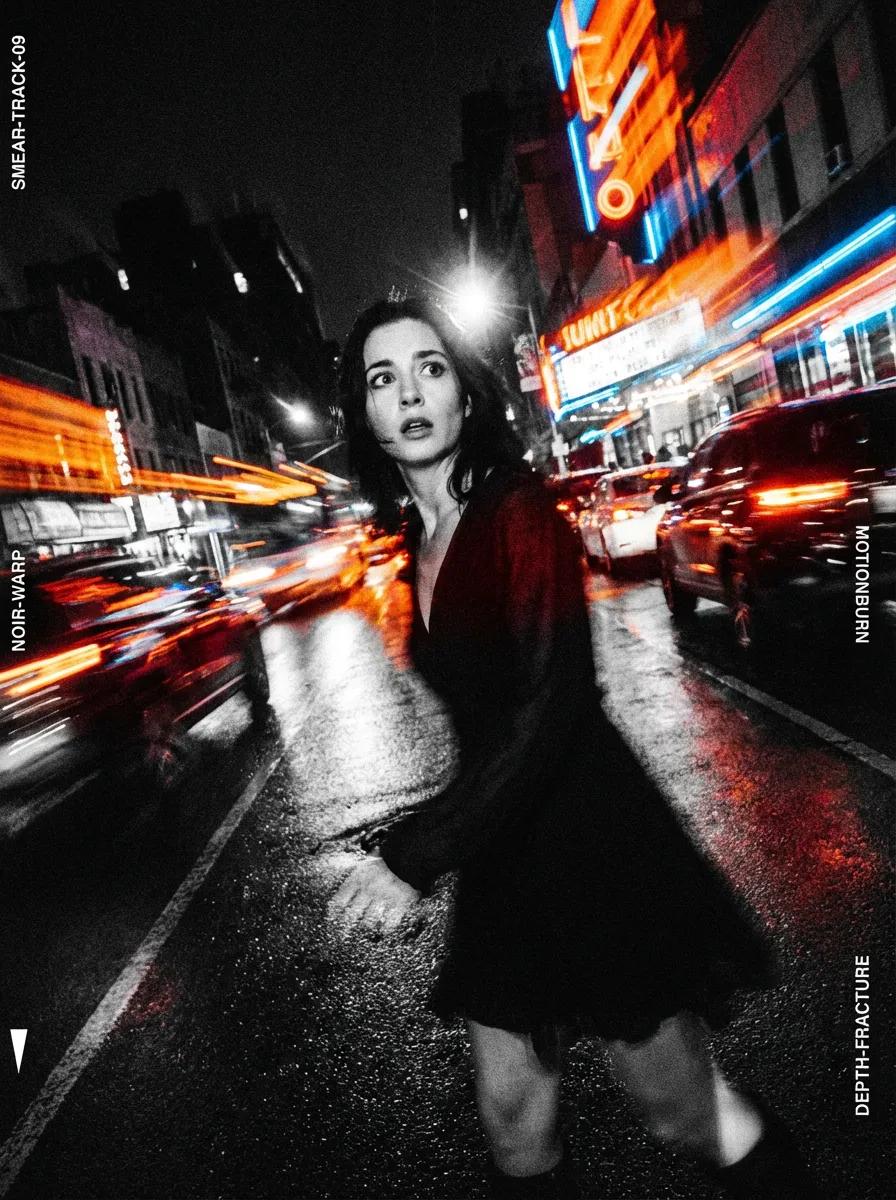 A visual explosion in the middle of a fast-moving street. Frozen faces, sweeping movements, and a palpable "noir" atm…
