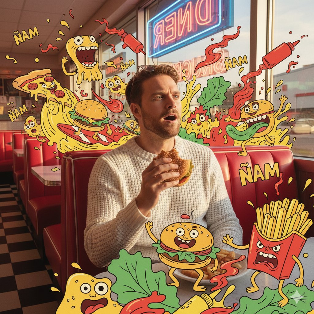 Thick-line Pop Art cartoons
