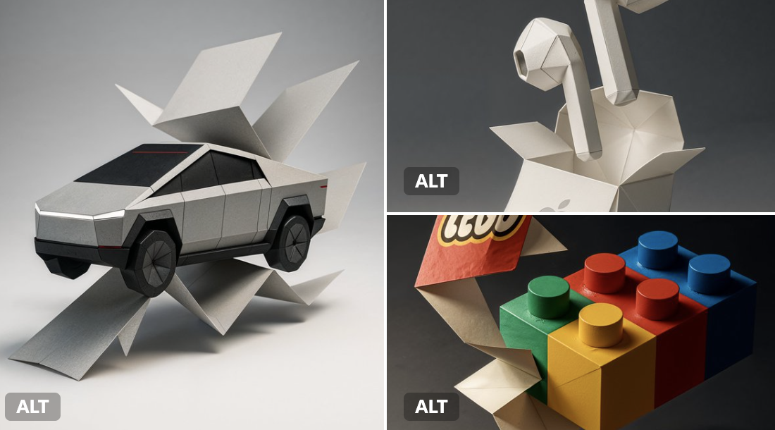 A flat branded paper folds itself into the full 3D shape of a [insert product or item, e.g. “Coca-Cola bottle”, “Nike…