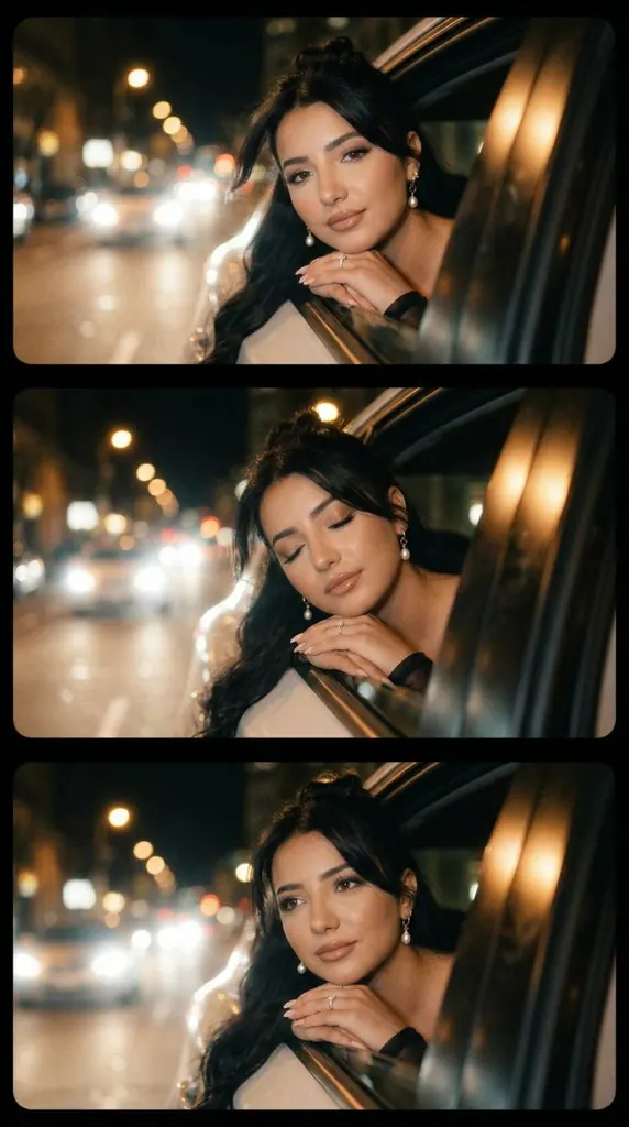 Cinematic Night Drive Filmstrip Prompt