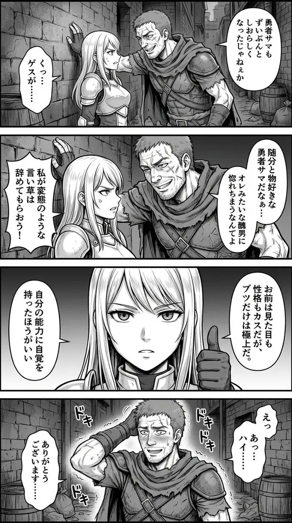 Four-Panel Manga: Fantasy Alleyway Wall-Slam