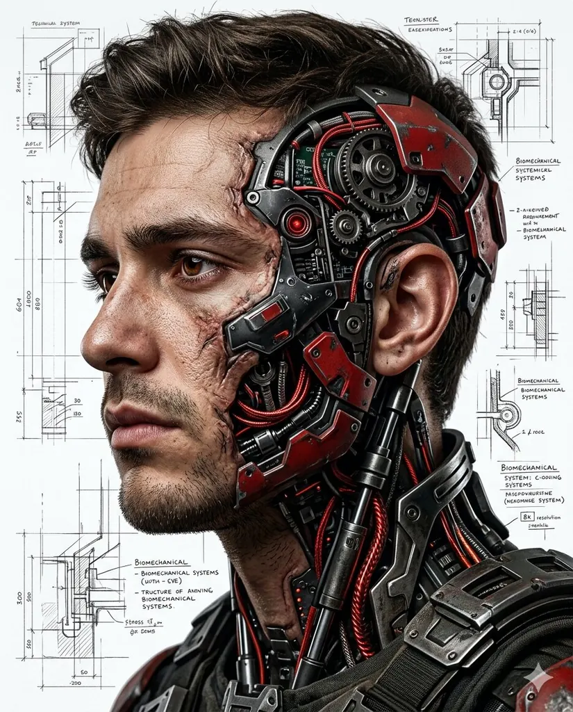 Hyper-realistic Cyborg Side Profile