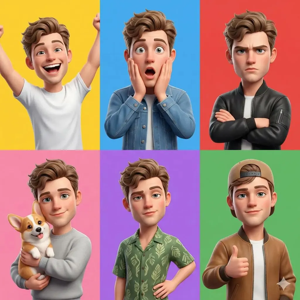 3D Pixar-Style Character Grid