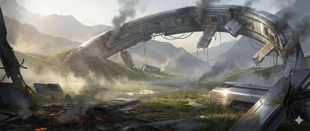 Crashed Orbital Ring Segment Concept Art